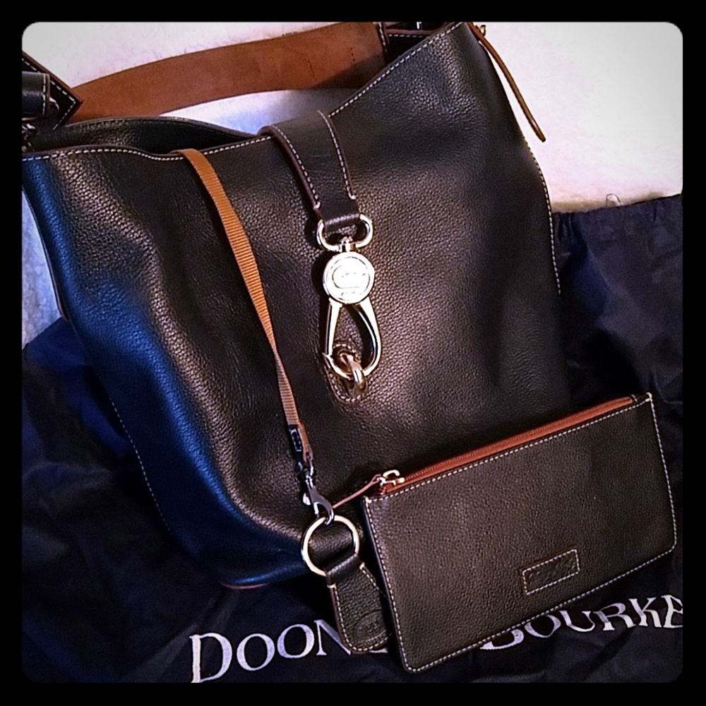 Dooney & Bourke Logo Lock Toscana Leather Shoulder